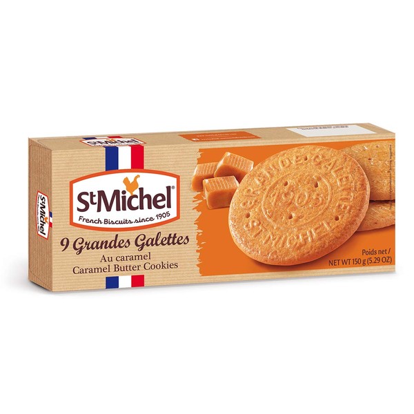 St Michel La Grande Galette Butter Cookies, Caramel, 5.29 Ounce