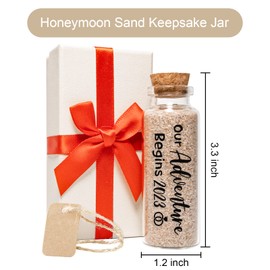 Tarro de recuerdo de arena de luna de miel, regalos románticos de luna de miel para parejas recién casadas, novias y novios, regalos de despedida de soltera, registro de boda, compromiso, ideas únicas de regalo de viaje, esenciales para luna de miel (tar