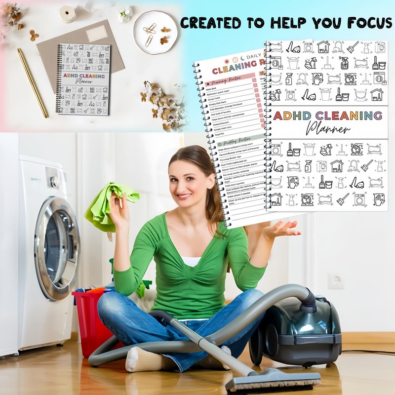 ADHD Cleaning Planner，Household Cleaning Schedule and Checklist Management for Daily,Daily