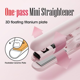 LENA H3A Portable Mini Hair Straightener, Compact Flat Iron with Titanium Plates, Adjustable Temps, Dual Voltage, Fast Heating, and Travel-Friendly Design for Easy Storage