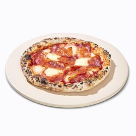 ROCKSHEAT 12.6" x 0.4" Coating Pizza Stone, Cordierite & Ceramic Round Pizza Stones for Oven Grill BBQ, Food Grade Baking Stone for Pizza and Bread, Outdoor Pizza Accessories for Grilling