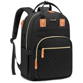 LOVEVOOK Backpack Womens, 17.3 Inch Laptop Travel Work Rucksack, Waterproof School Bag with USB Port for Teacher, Anti Theft Ladies Computer Back Pack for Office Business College, Black