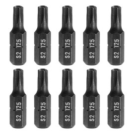 sourcing map 10pcs T25 Torx Screwdriver Bit 1/4" Hex Shank 25mm/1" Length S2 Steel Star 6 Point Head Hex Security Screw Driver Bits with Hole for Impact Electric Screw Driver Power Tools, Black