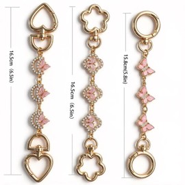 3Psc Bag Extender Chain Butterfly Purse Strap Replacement Purse Chains Bag Strap for Handbags Crossbag Shoulder Bag(White)