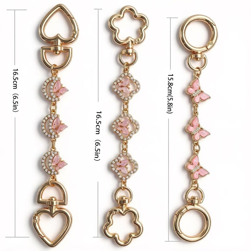 3Psc Bag Extender Chain Butterfly Purse Strap Replacement Purse Chains