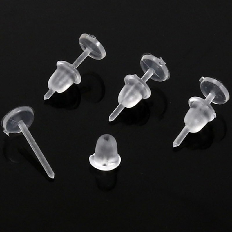 200 Pairs Clear Earrings, Clear Plastic Earring Backs for Sports,