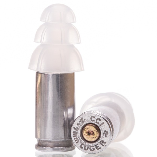 Lucky Shot 9MM Bullet Ear Plugs | Real Casing | Carry Case | Range Ear Protection | Silver