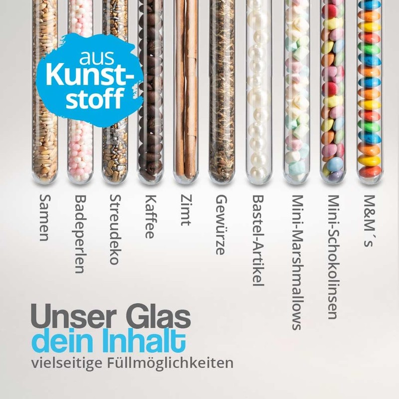 Tuuters Pack of 100 Plastic Test Tubes with Closure Plastic