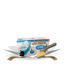 Hurricane 12 in. W Spin Mop with Bucket Bundle with Grout Brush – Efficient Floor Cleaning System for Easy Mopping and Scrubbing – Gift Set (2 Items)