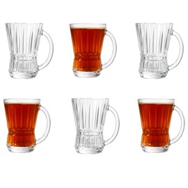 yersiz Clear Glass Coffee and Tea Cups with Handle, Set of 12, 5 oz (150 ml) Glass Mugs for Espresso, Cappuccino, Latte, Mocha, Macchiato, Hot and Cold Beverages, Turkish Tea Glasses, Dishwasher Safe
