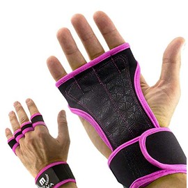Mava Sports Workout Gloves with Wrist Wraps Support and Full Palm Silicone Padding - Perfect for Weight Lifting,Cross Training, Pull Ups, WOD and Powerlifting for Men and Women (Pink, Small)