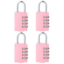 DELSWIN Small Combination Lock for Locker, 4-Digit Mini Combo Lock for Backpack and Luggage, [Sakura Pink] Combination Padlock for School Gym Locker (Pack of 4)
