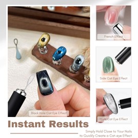 Black Hole Cat Eye Nail Magnet, Nail Magnet Tool Set, Cat Eye Gel Nail Polish Magnet for Black Hole Effect, Multi-Function Nail Magnets for Nail Art DIY at Home (Silver)