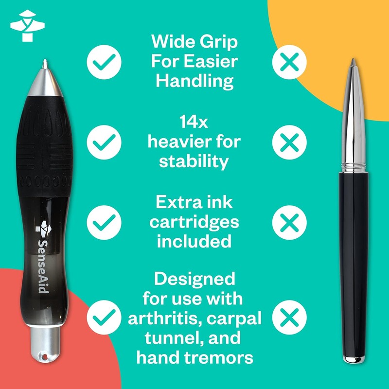 Fat Heavy Weighted Pens (2 Pack) | Large Grip Pens