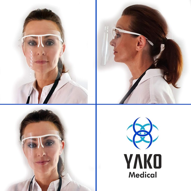 Face Visor Full Protection Mouth, Nose, Eyes, Anti-Bacterial, Glasses Frame,