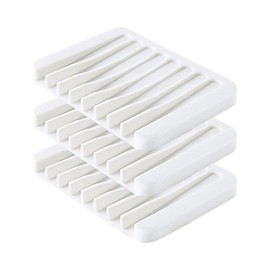 Vilike Jabonera de Baño,Soportes para Jabon,Soporte Antideslizante con Drenaje Automático y Silicona Irrompible - Accesorios para Lavabo, Bañera y Ducha -Blanco