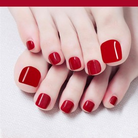 RUNE&SUKYCES 3 colors 72pcs toe press on nails short,toe nail press ons,press on toenails,nail set,square nail tips,toenail press ons,toe nail tips,red press on toe nails,toe nails,black fake toenails