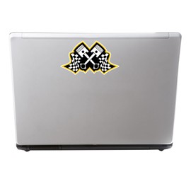 2 x Racing Piston Vinyl Sticker Bike Laptop Car Checkered Flag Motorbike #4647 (10cm Wide x 6cm Tall)