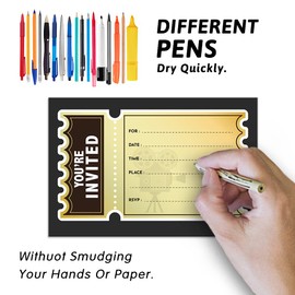 Cusrtyh Movie VIP Party Invitations，VIP Movie Night，Birthday Party Invitations，VIP Ticket Party Invitation，15 Cards With 15 Envelopes