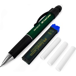 Faber-Castell Grip Plus Mechanical Pencil - 0.7mm - Green Barrel + Super-Polymer 0.7mm HB Leads + Eraser Refills