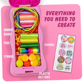 brenzo Friendship Bracelet Making Kit for Girls 8-12, Pink String Bracelet Maker, Arts and Crafts for Kids Ages 8-12, Birthday Gifts for 8 9 10 11 12 Year Old Girls (Simple)