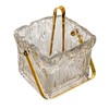 Creative Co-Op 24-Ounce Textured Glass Ice Bucket with Gold Finish