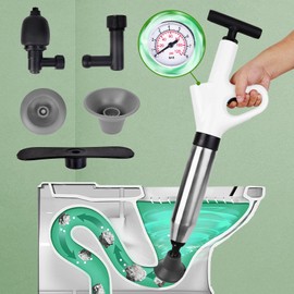 Toilet Plunger,Drain Clog Remover Tools,High-Pressure Air Drain Blaster Gun with Real-Time Barometer,Plumbing Tools,Snake Drain Clog Remover,Plungers for Toilet Floor,Sink,Bathroom,Kitchen Clogged
