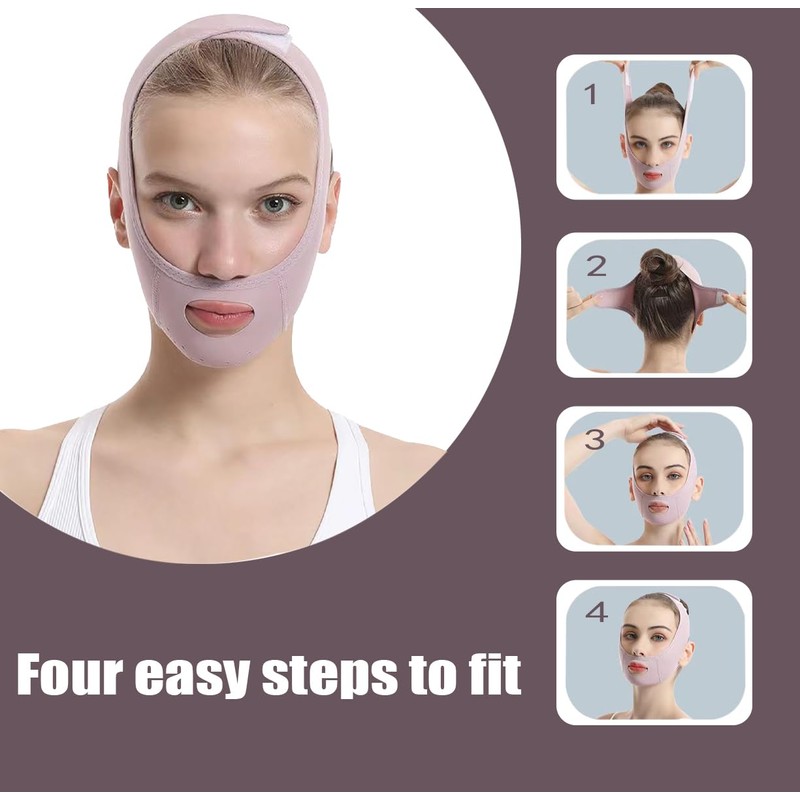 CCAIPU Facelifting Stickers, Breathable, Lightweight Ice Silk V-Face Harnesses (Purple)