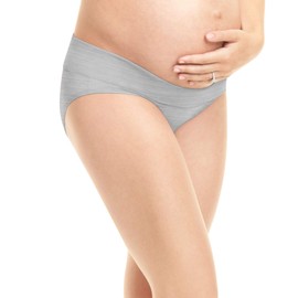 PLAYTEX Womens Maternity Fold Down Modern Brief Panties 3-Pack, Crystal Grey Heather/Cafe Blue Lait/Black, Large