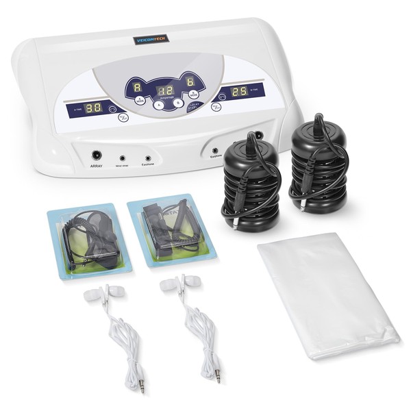 Veicomtech 2023 Ionic Foot Bath Detox Machine, Foot Detox Mahcine SPA for 2 Users with MP3 Music Player, Including 2 Earphones, 2 Wrist Straps, 2 Arrays, 5 Foot Basin Liners