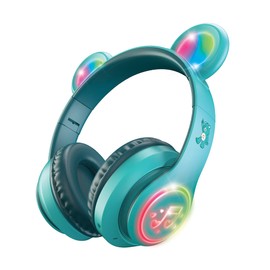 Care Bears Wireless LED Headphones with Light-Up Ears, Bluetooth Headphones for Kids, Adjustable Headband, Multicolor Lights, Hands-Free Calls & Audio, 8-Hour Battery Life