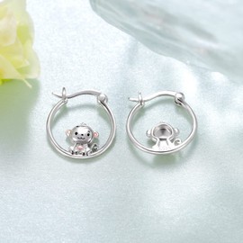 Monkey Earrings 925 Sterling Silver Monkey Hoop Earrings Monkey Gifts Animal Jewelry Gifts for Women