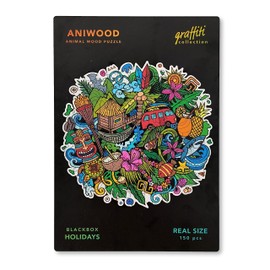 ANIWOOD Wooden Puzzle Adult Animals Die-Cut Lid, Life-Size Puzzle Box. 3 Difficulty Modes, Decorative Element. Unique Puzzle Pieces (Mandala Holidays, M)
