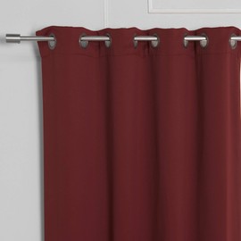 Best Home Fashion Premium Flame Retardant Thermal Insulated Fire Retardant Blackout Curtain - Antique Bronze Grommet Top (52" W x 84" L, Burgundy)