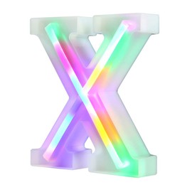 WARMTHOU Neon Letter Lights 26 Alphabet Letter Bar Sign Letter Signs for Wedding Christmas Birthday Partty Supplies,USB/Battery Powered Light Up Letters for Home Decoration-Colourful X