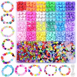 2480pcs Mouse Head Polymer Clay Beads Charms for Bracelets Making Kit Cute Fun Charms Beads Friendship Bracelet Making DIY Arts Crafts Birthday Gifts Toys for Kids Girls