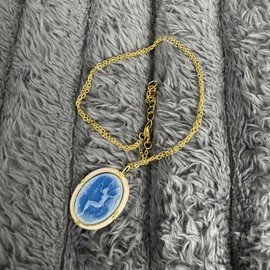 TAMHOPE Cameo Lady Queen Goddess Necklace Enamel Medal Necklace, Oval Lady Maiden Cameo Necklace, Cameo Jewellery for Women, One size, Agate