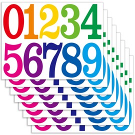 4 Inch Number Stickers 8 Pack Colorful Vinyl Mailbox Decals Self-Adhesive Waterproof Number Stickers Address Labels for Outdoor Use, Doors, Signs