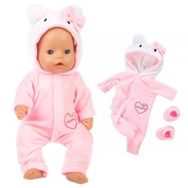 Doll Dresses, 43 cm, Soft Doll Clothing, Doll Clothes for Baby Dolls, Baby Dolls, Cartoon Cat Clothing Outfits, Winter Onesie, Baby Clothing Accessories, for 18 Inch Baby Dolls (Pink)