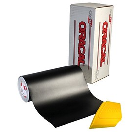 651 12" x 30ft Matte Vinyl Choose Color Solvent-Based Adhesive-Backed Calendared Wrap Decals w/VViViD Yellow Multi-Purpose Squeegee (Matte Black)