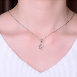 Globalwin Jewellery - Collar con colgante de plata de ley 925 de la A a la Z, circonita cúbica transparente de 26 letras, para pulseras, collares de joyería DIY, Plata esterlina, circonita