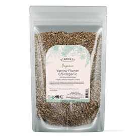 Starwest Botanicals Organic Yarrow Flowers - Dried Loose Leaf Herb for Tea, Tinctures, & Natural Wellness, Cut & Sifted, Certified Kosher, Non-GMO - 4 oz Bag
