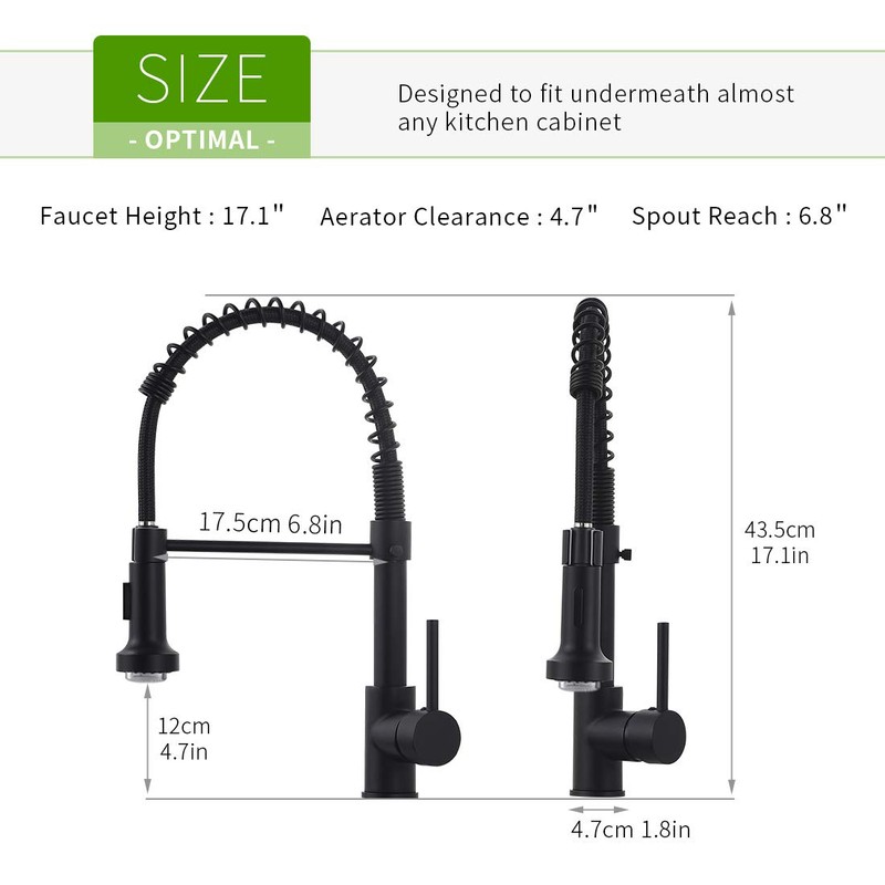 GIMILI Black Kitchen Faucet with Sprayer Modern Single Handle Pull