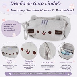 Bolsa de Aseo para Gatitos, Bolsa de Cosméticos de Lona, ​​gato Lechoso para Monedero Gris, Elegante y Lindo Bolso de Viaje para Cosméticos, Bolsos de Moda para Hacer Muñecas