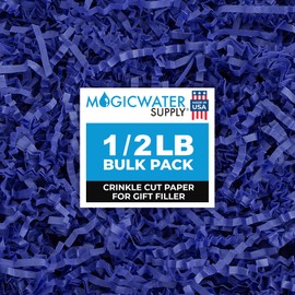MagicWater Crinkle Cut Paper for Gift Baskets - 1/2 LB - Royal Blue - Perfect for Shredded Paper Filler, Basket Filler, Gift Boxes, Bridesmaid Gifts,Christmas Stuffers & More – Ideal for All Occasions