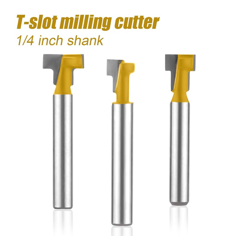 3pcs Keyhole Router Bits Set, 1/4" Shank T Slot Cutter