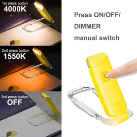 BIGLIGHT Amber Book Reading Light, LED Clip on Book Lights, Reading Lights for Books in Bed, Small Book Light for Kids, USB Rechargeable, 2 Brightness Adjustable for Eye Protection, Yellow
