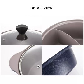 Cookin IH Shabu Shabu Divider Hot Pot, Induction Cooktop, Ceramic Coating, Doubl