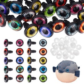 PH PandaHall 40 Sets (20 Pairs) Safety Eye 18 mm Dragon Eye 10 Colours Craft Eyes Stuffed Animal Eyes with Washers for Making Amigurumi Dolls Teddy Bears Crochet Plush Toys