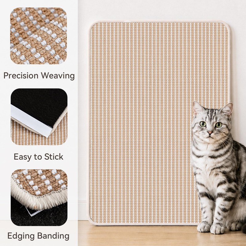 Petinstinct Cat Scratcher Mat, 23.6x15.7 Natural Sisal Cat Scratch Pad